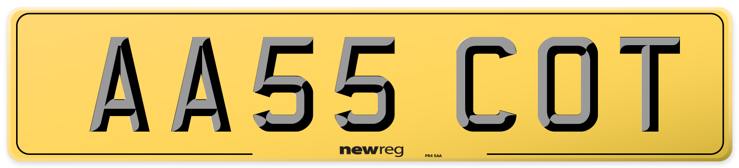 AA55 COT Rear Number Plate