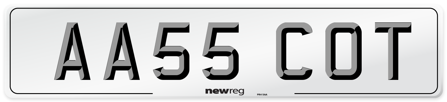 AA55 COT Front Number Plate