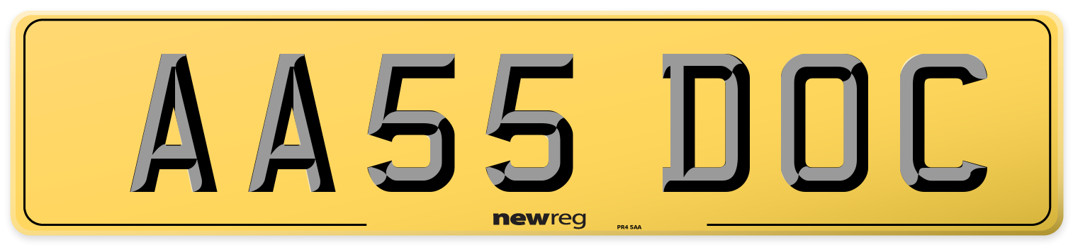 AA55 DOC Rear Number Plate