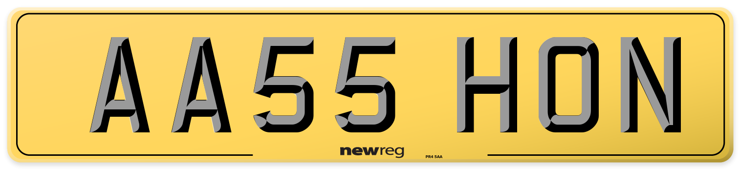 AA55 HON Rear Number Plate