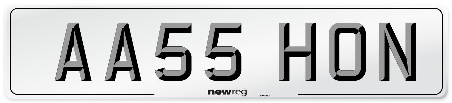AA55 HON Front Number Plate