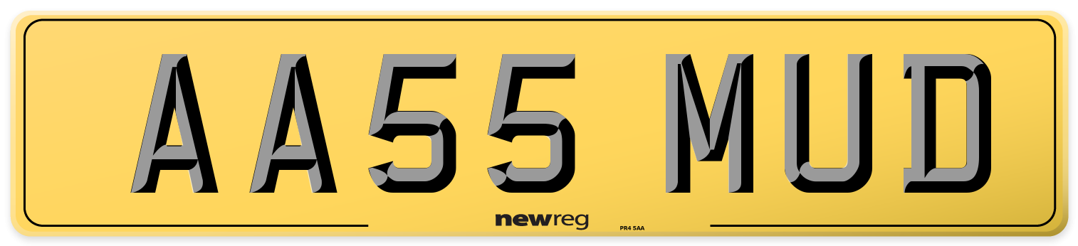 AA55 MUD Rear Number Plate