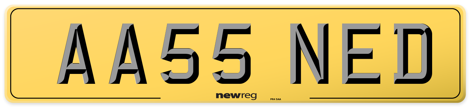 AA55 NED Rear Number Plate