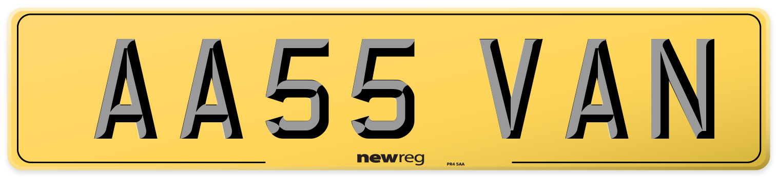 AA55 VAN Rear Number Plate