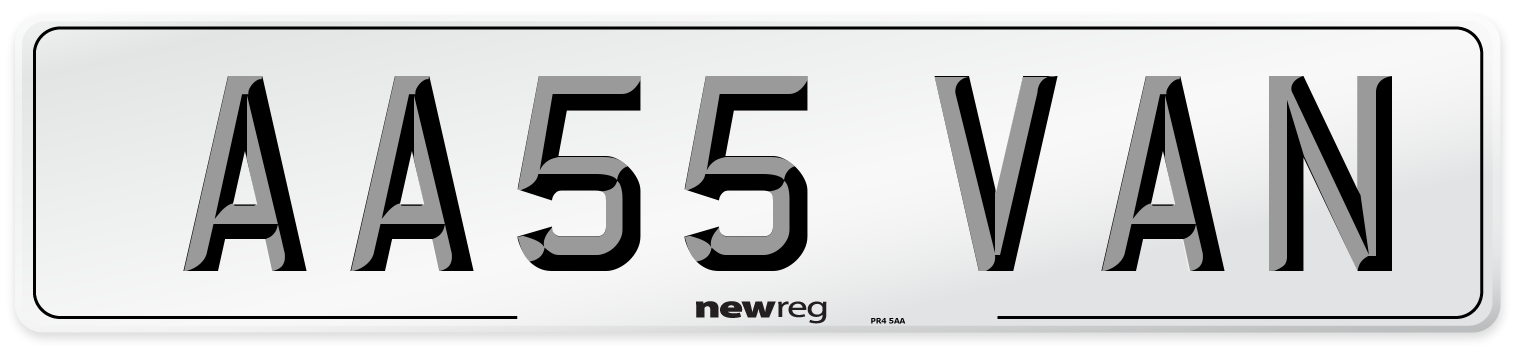 AA55 VAN Front Number Plate