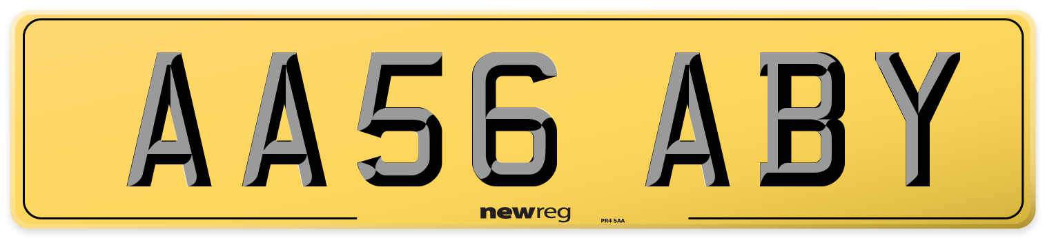 AA56 ABY Rear Number Plate