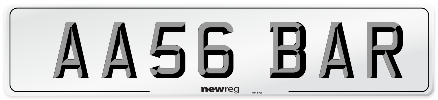 AA56 BAR Front Number Plate