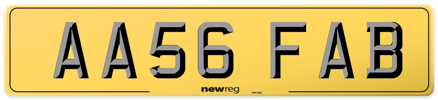 AA56 FAB Rear Number Plate