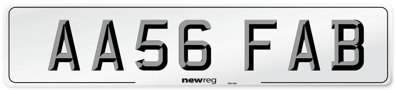 AA56 FAB Front Number Plate