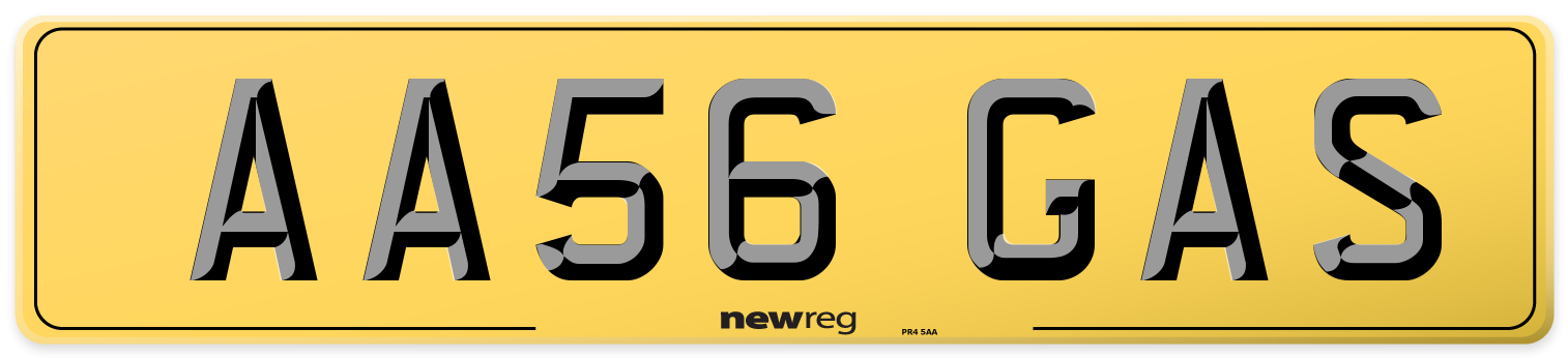 AA56 GAS Rear Number Plate