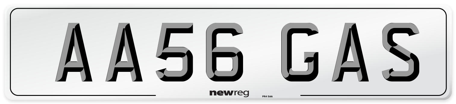 AA56 GAS Front Number Plate