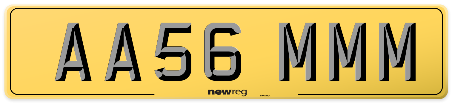 AA56 MMM Rear Number Plate