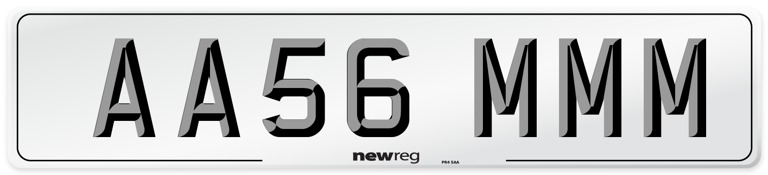 AA56 MMM Front Number Plate