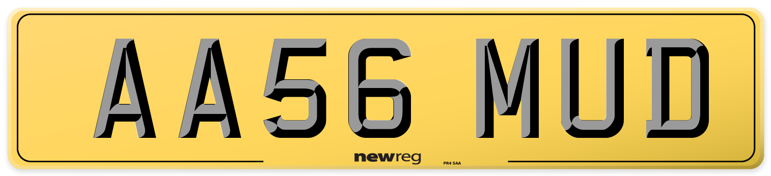 AA56 MUD Rear Number Plate
