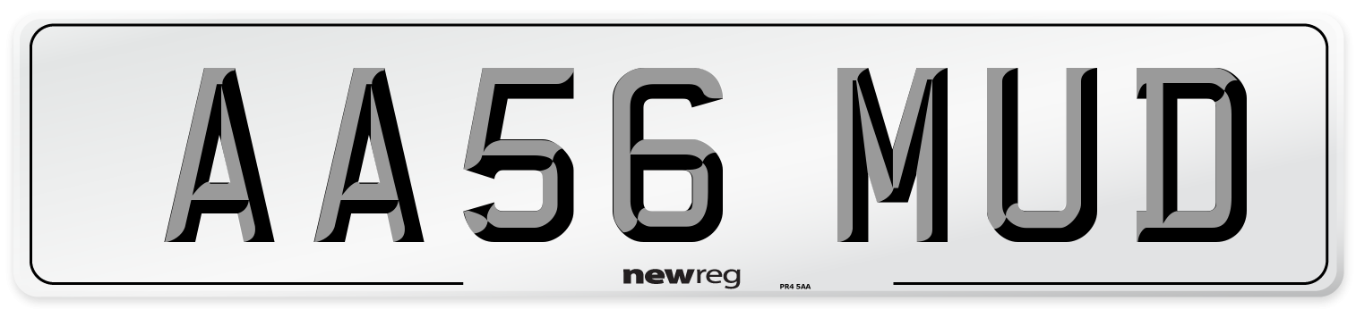 AA56 MUD Front Number Plate