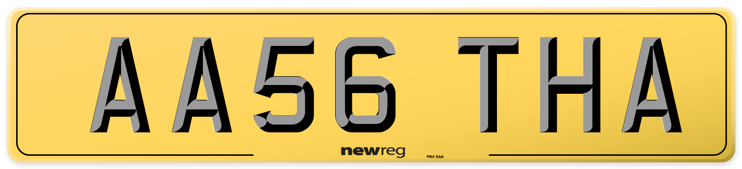 AA56 THA Rear Number Plate