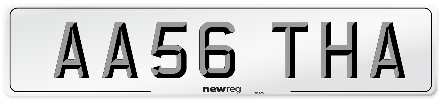 AA56 THA Front Number Plate