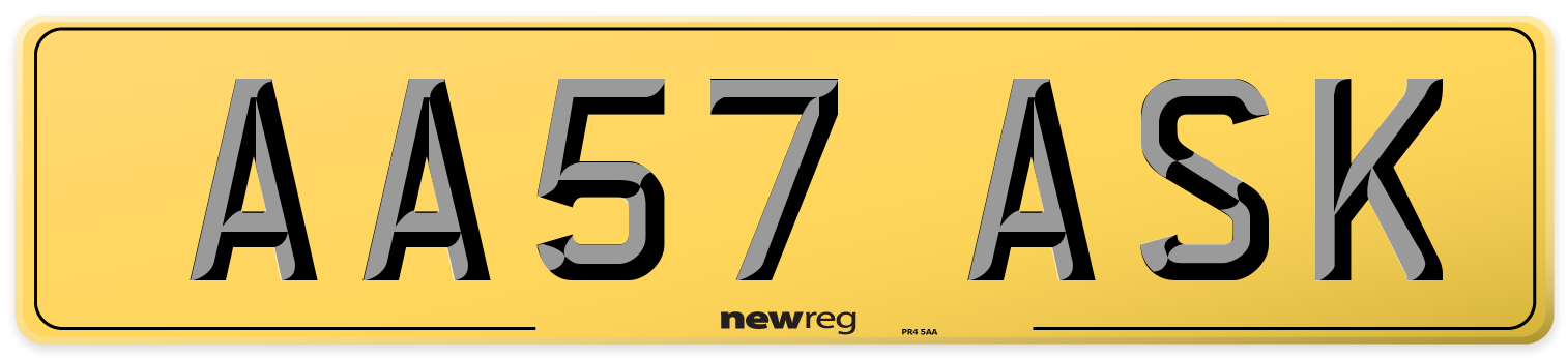 AA57 ASK Rear Number Plate