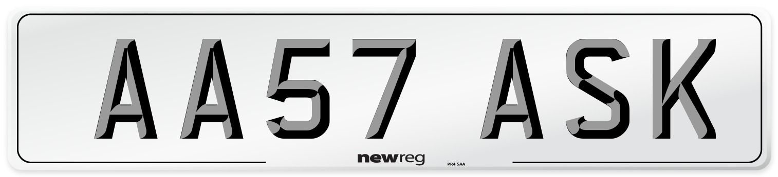 AA57 ASK Front Number Plate