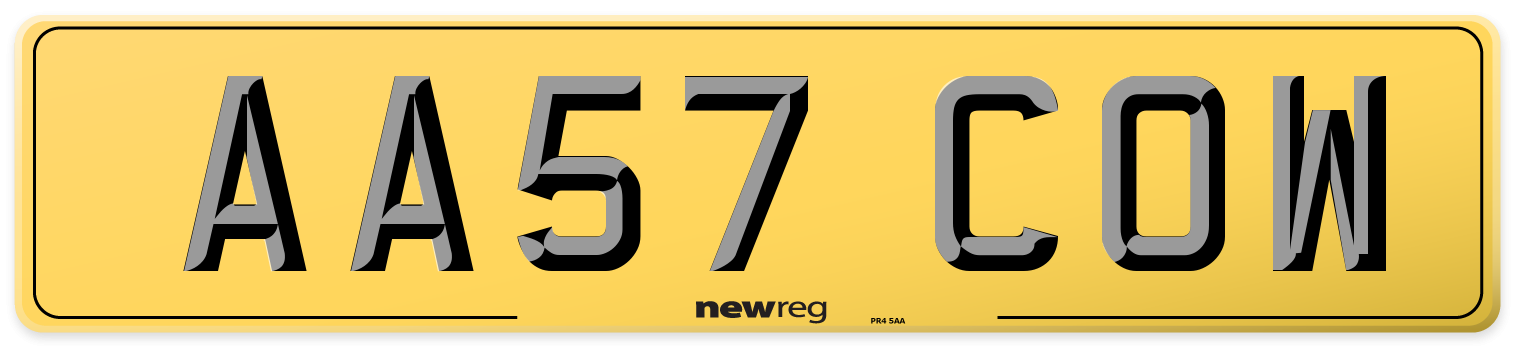 AA57 COW Rear Number Plate