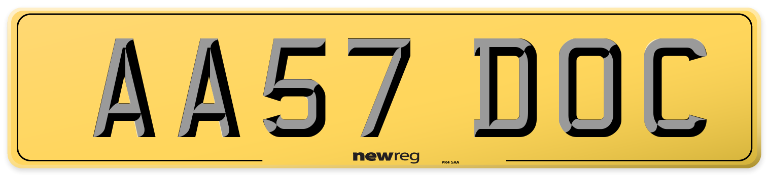 AA57 DOC Rear Number Plate