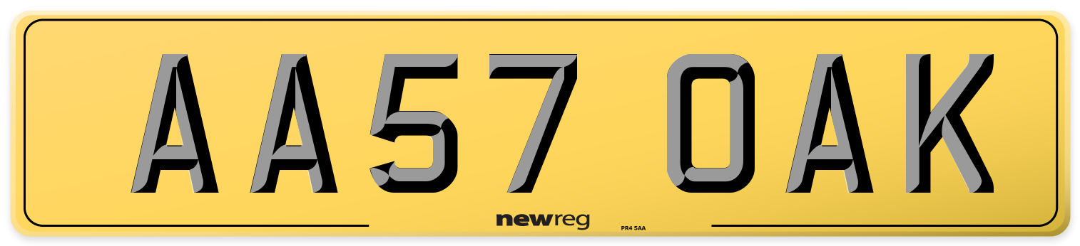 AA57 OAK Rear Number Plate