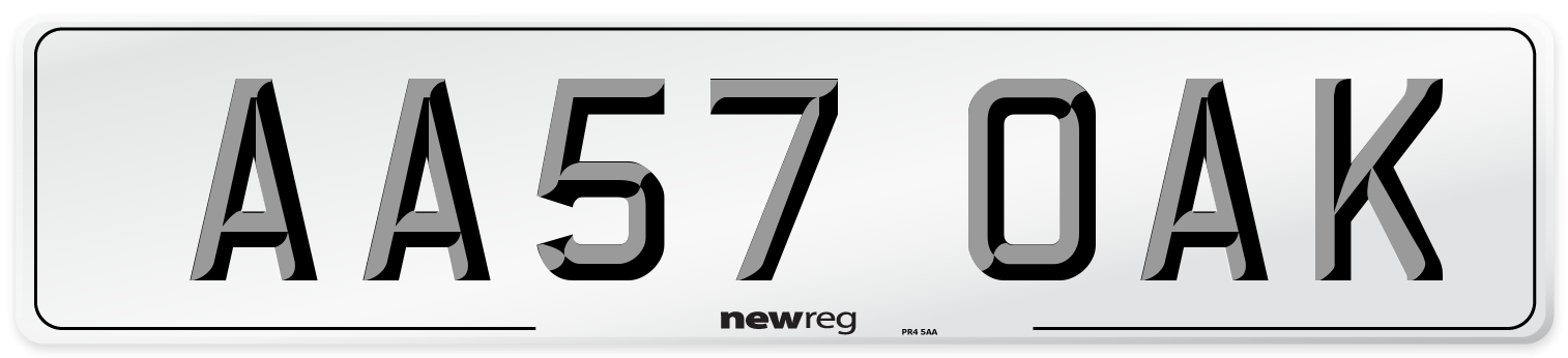 AA57 OAK Front Number Plate