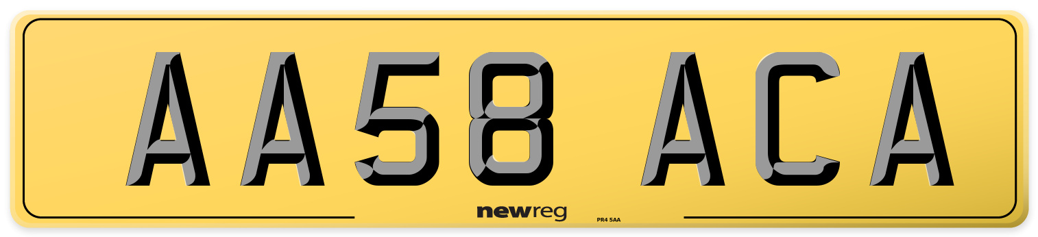 AA58 ACA Rear Number Plate
