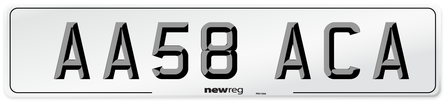 AA58 ACA Front Number Plate