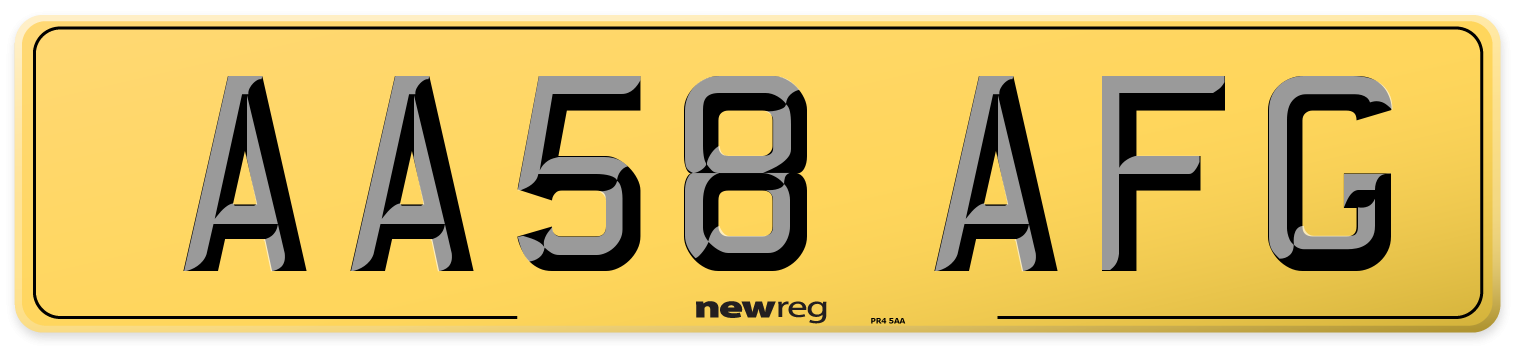 AA58 AFG Rear Number Plate