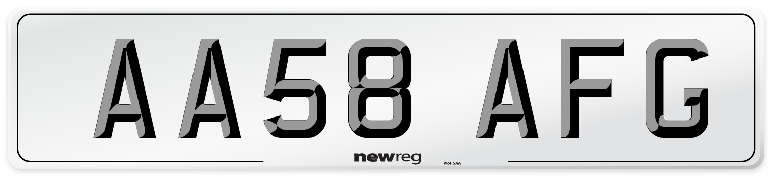 AA58 AFG Front Number Plate
