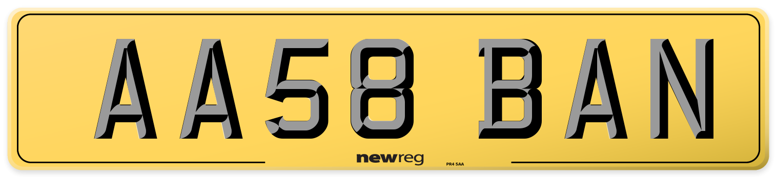 AA58 BAN Rear Number Plate