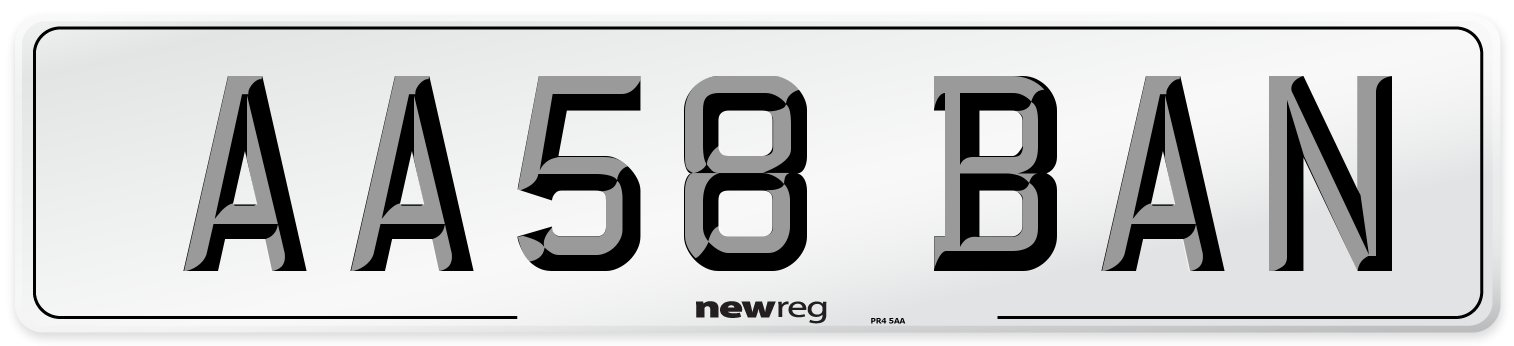 AA58 BAN Front Number Plate