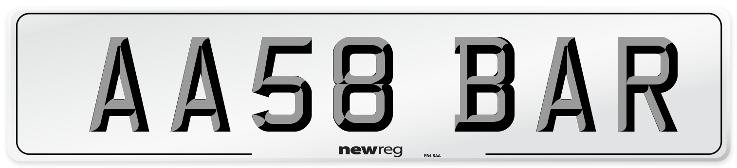 AA58 BAR Front Number Plate