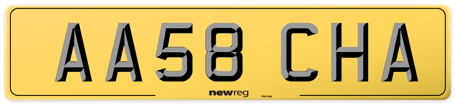 AA58 CHA Rear Number Plate
