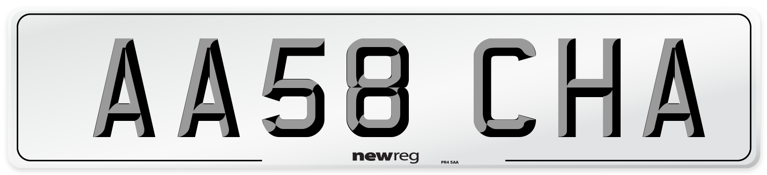 AA58 CHA Front Number Plate