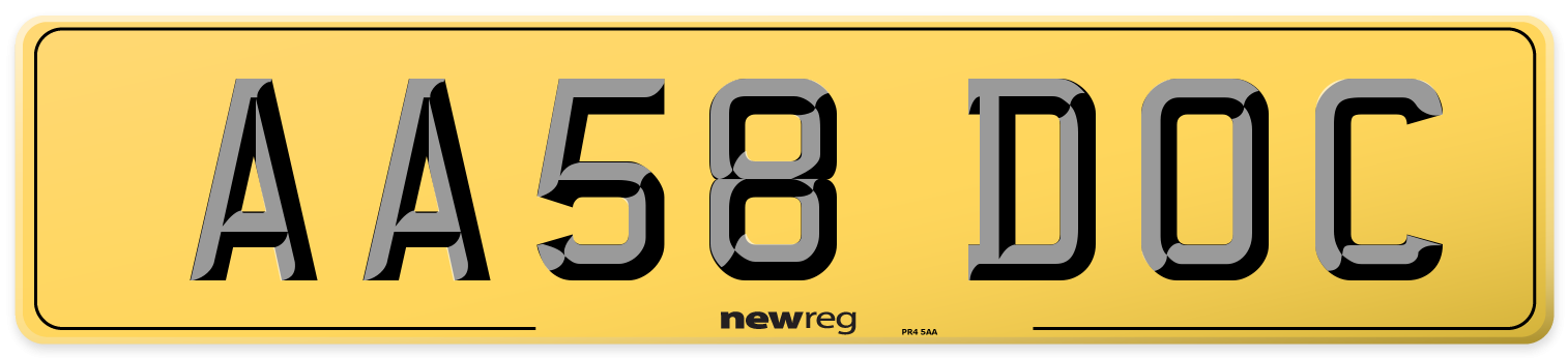 AA58 DOC Rear Number Plate