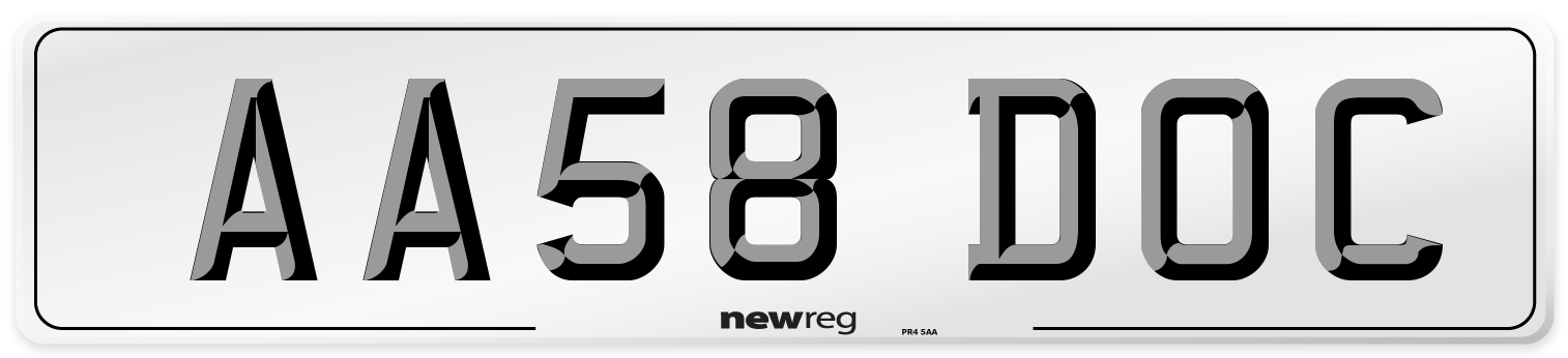 AA58 DOC Front Number Plate