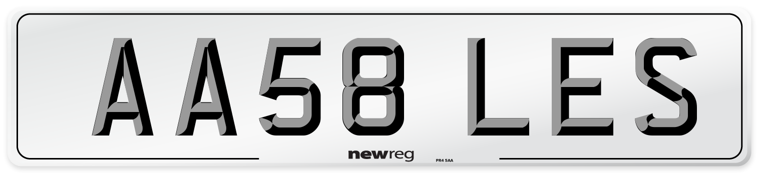 AA58 LES Front Number Plate