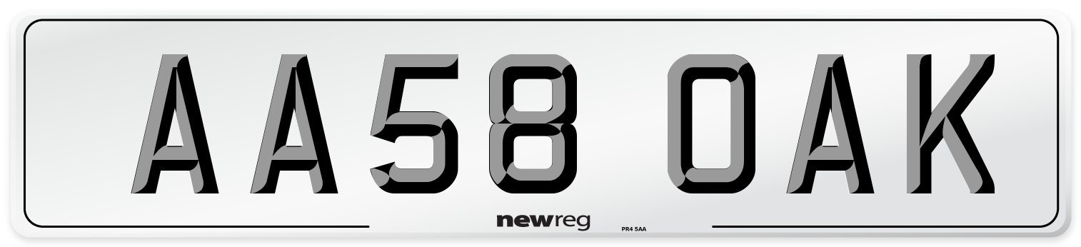 AA58 OAK Front Number Plate