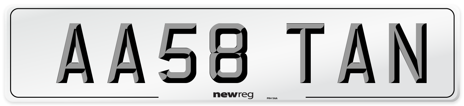 AA58 TAN Front Number Plate
