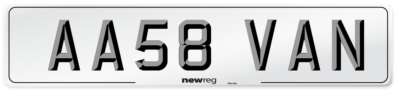 AA58 VAN Front Number Plate