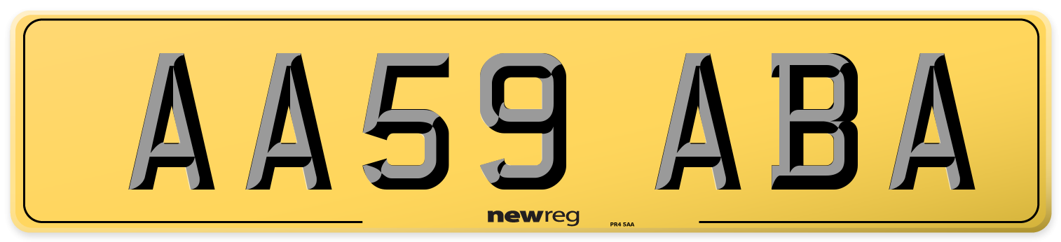 AA59 ABA Rear Number Plate