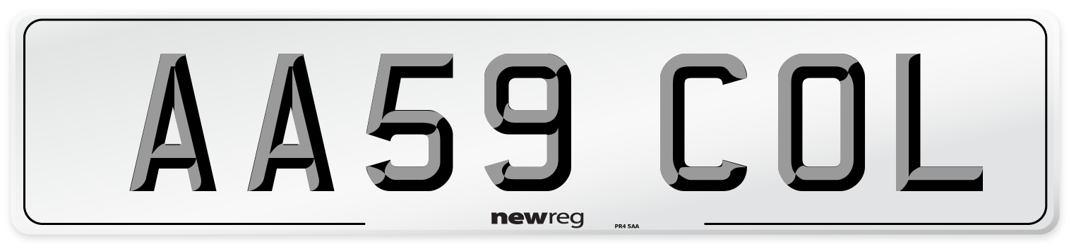 AA59 COL Front Number Plate