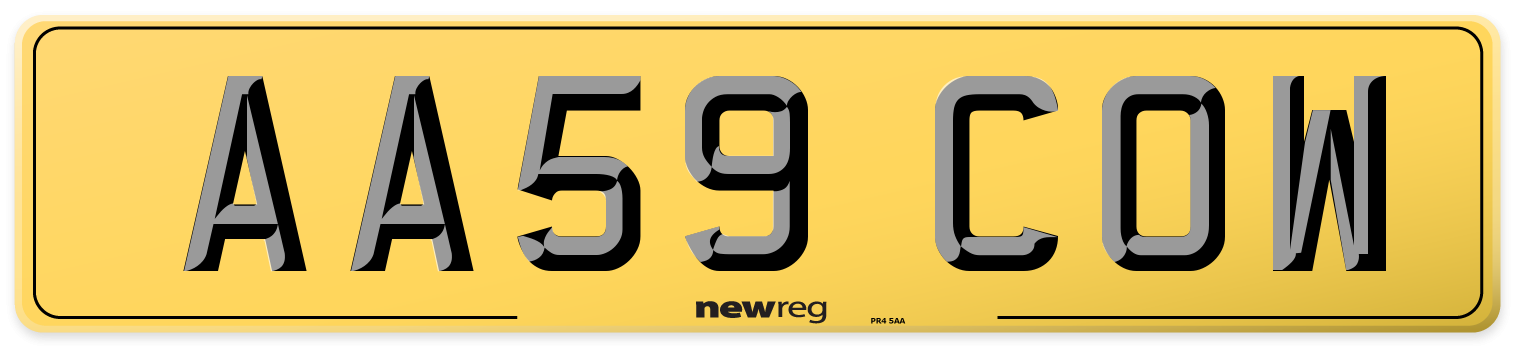 AA59 COW Rear Number Plate