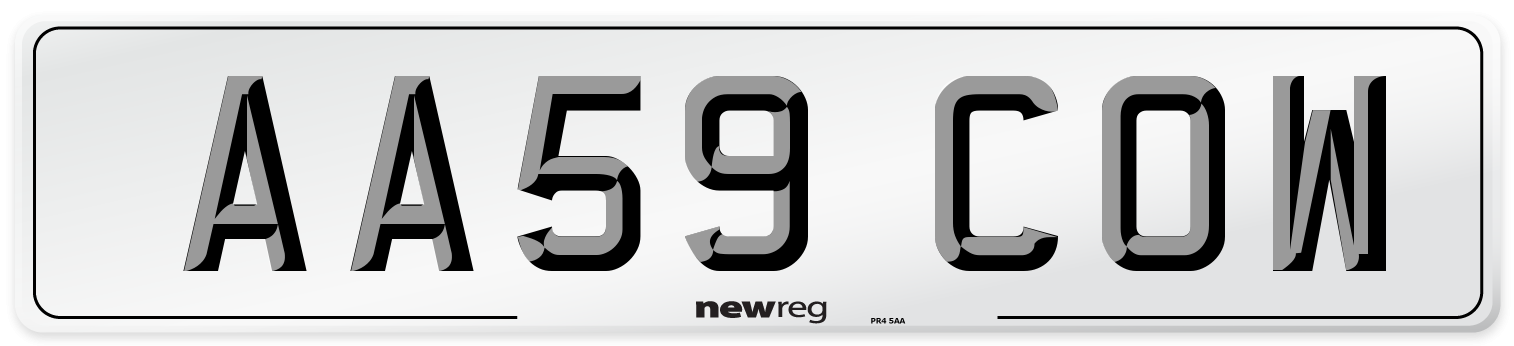 AA59 COW Front Number Plate