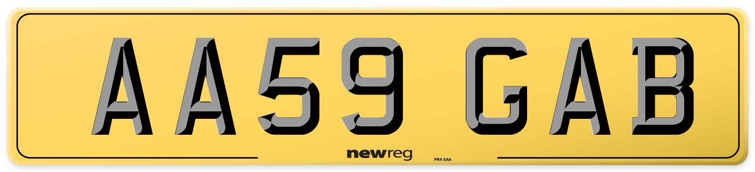 AA59 GAB Rear Number Plate