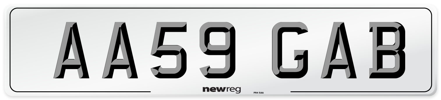 AA59 GAB Front Number Plate