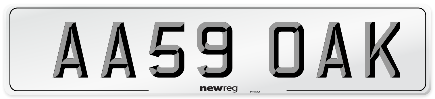 AA59 OAK Front Number Plate