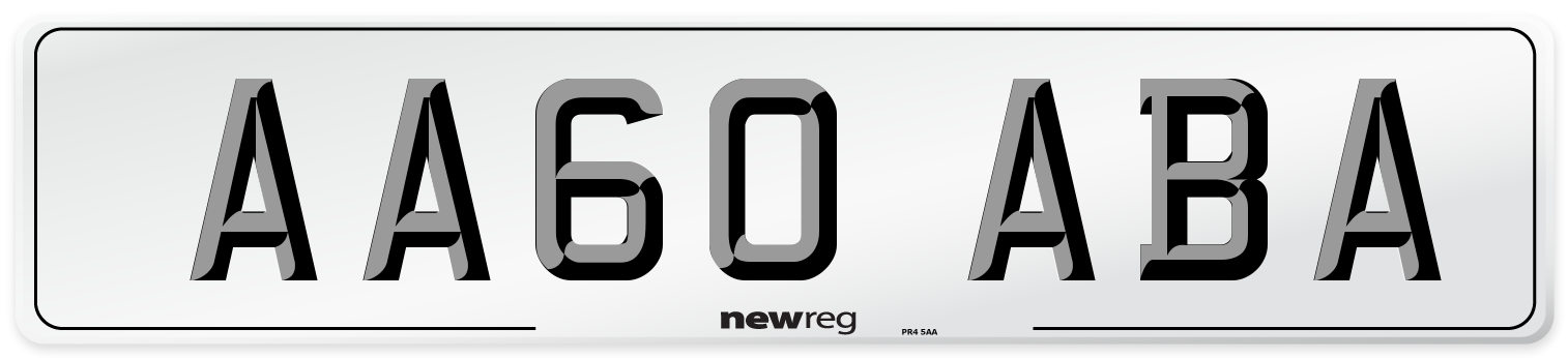 AA60 ABA Front Number Plate
